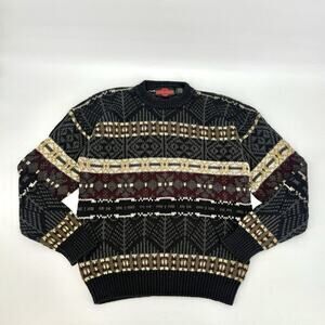 VTG Stone Haven Mens Cosby Sweater Size XL Multicolor Fair Isle Hemp/Cotton